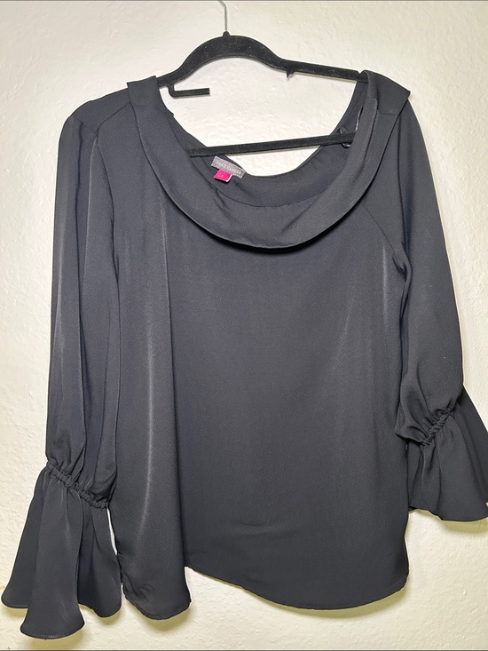 Vince Camuto Tops - Vince Camuto Black Long-Sleeve Blouse with Draped Collar